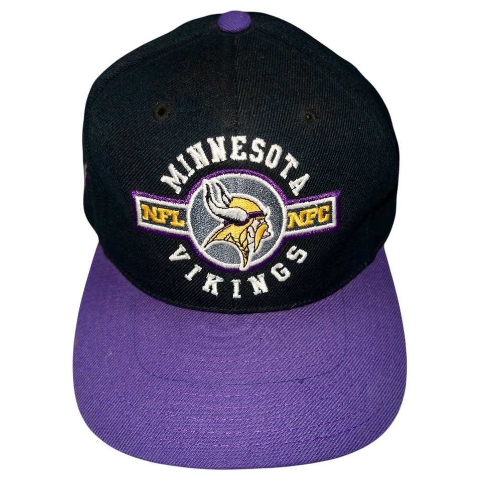 Vtg Pro Player NFL Minnesota Vikings SnapBack Hat Cap Purple‎ Black